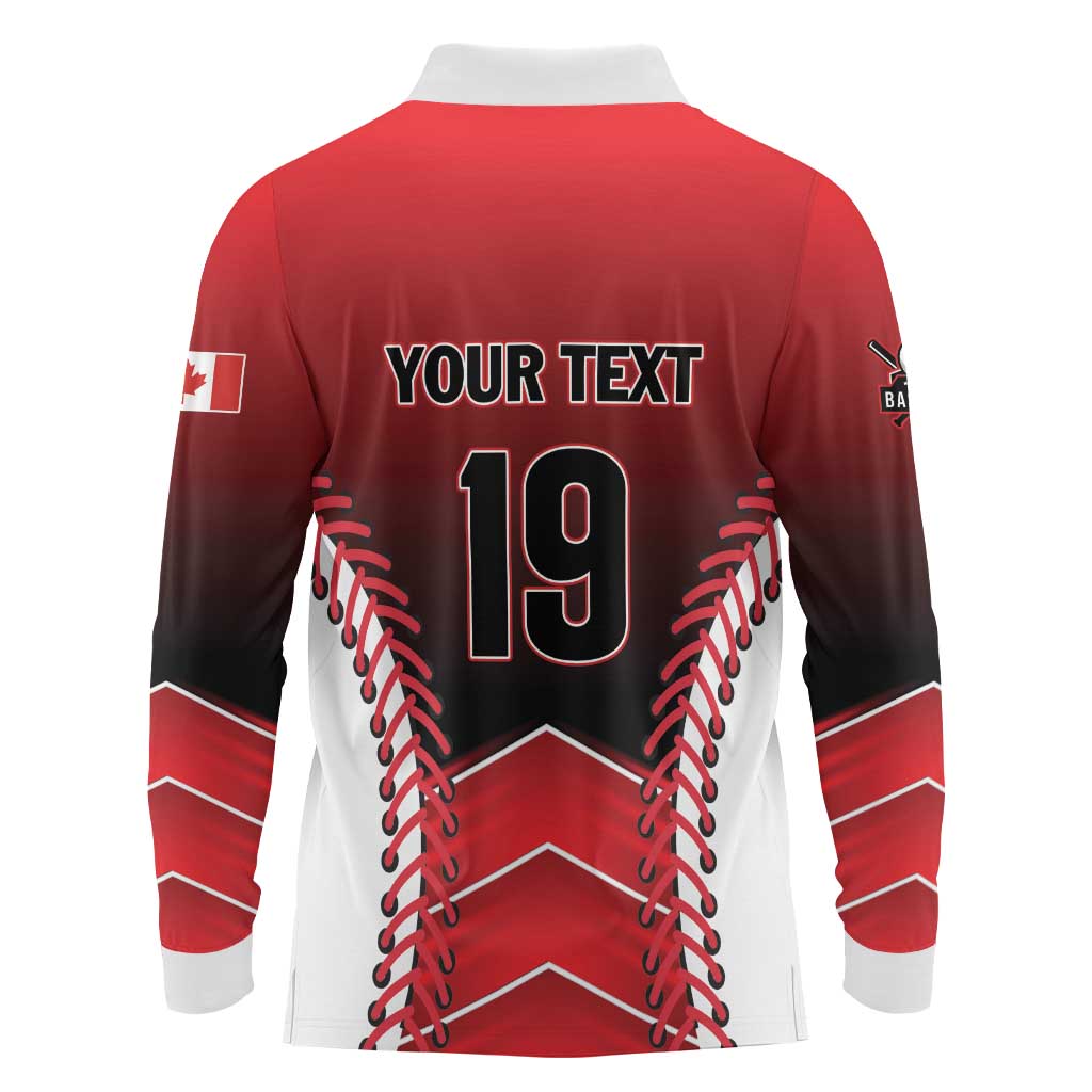 Custom Canada Baseball Long Sleeve Polo Shirt Go Champion The Maple Leaf