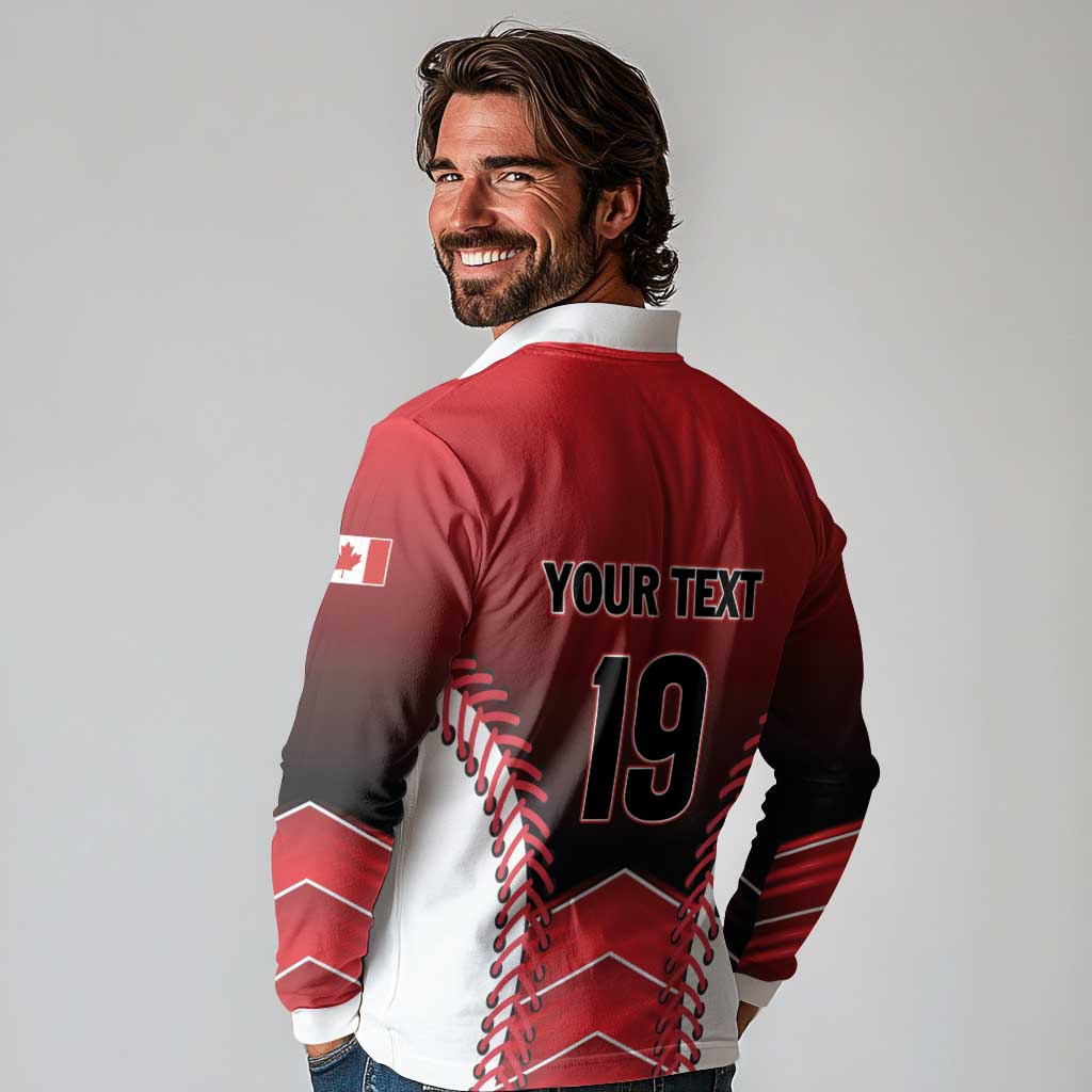 Custom Canada Baseball Long Sleeve Polo Shirt Go Champion The Maple Leaf