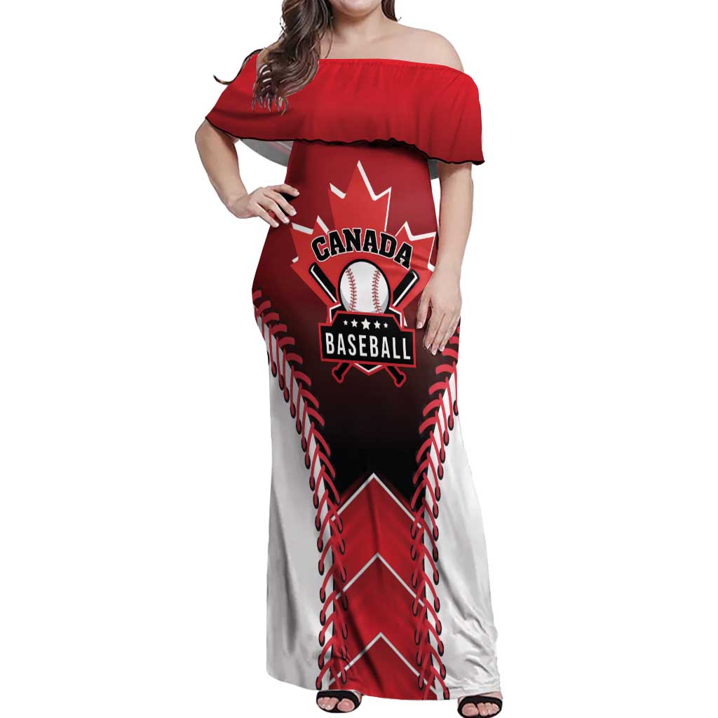 Custom Canada Baseball Off Shoulder Maxi Dress Go Champion The Maple Leaf