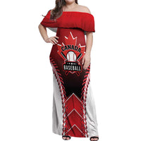 Custom Canada Baseball Off Shoulder Maxi Dress Go Champion The Maple Leaf