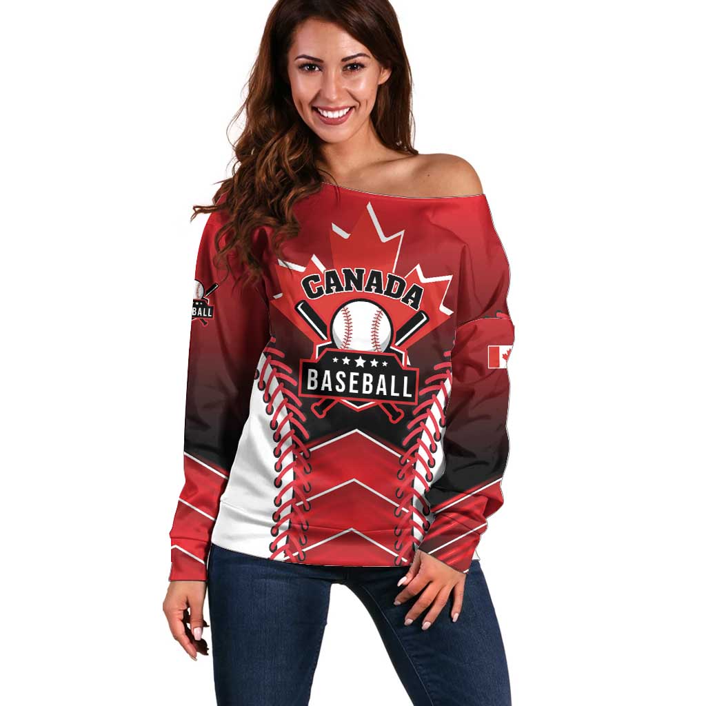 Custom Canada Baseball Off Shoulder Sweater Go Champion The Maple Leaf