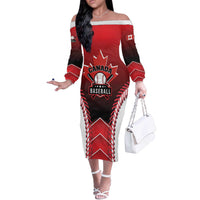 Custom Canada Baseball Off The Shoulder Long Sleeve Dress Go Champion The Maple Leaf