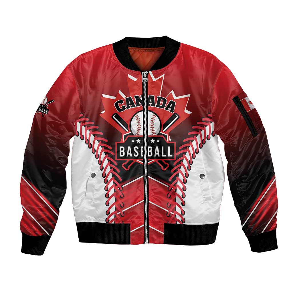 Custom Canada Baseball Sleeve Zip Bomber Jacket Go Champion The Maple Leaf