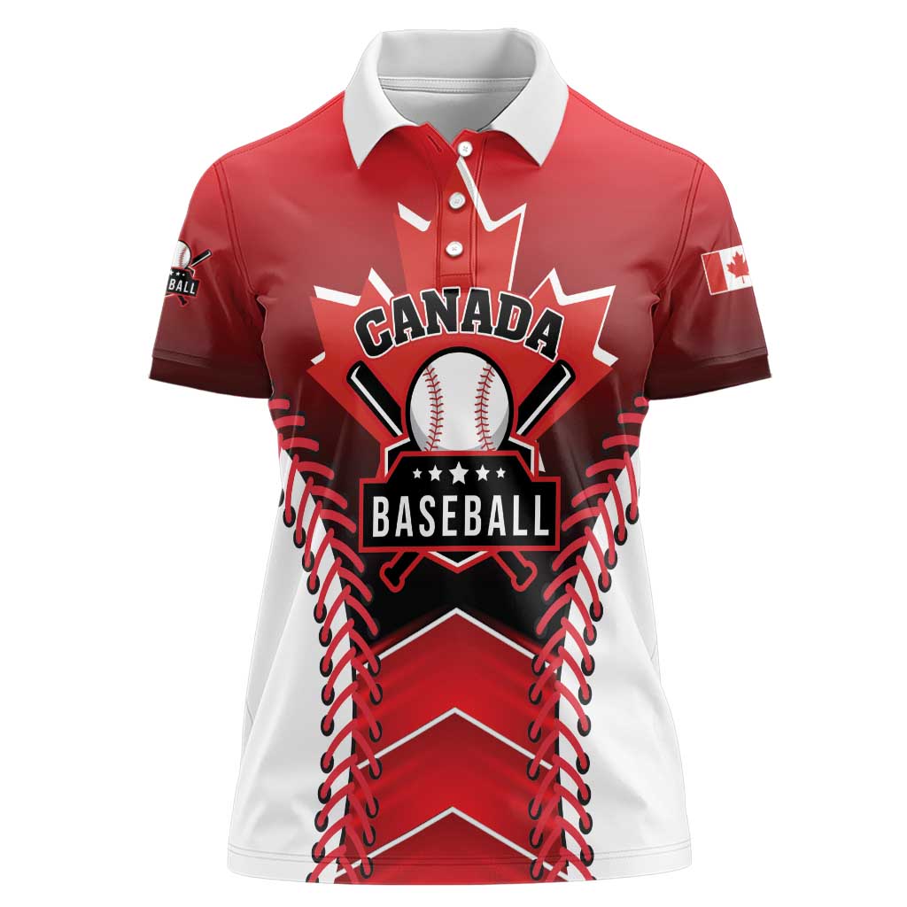 Custom Canada Baseball Women Polo Shirt Go Champion The Maple Leaf