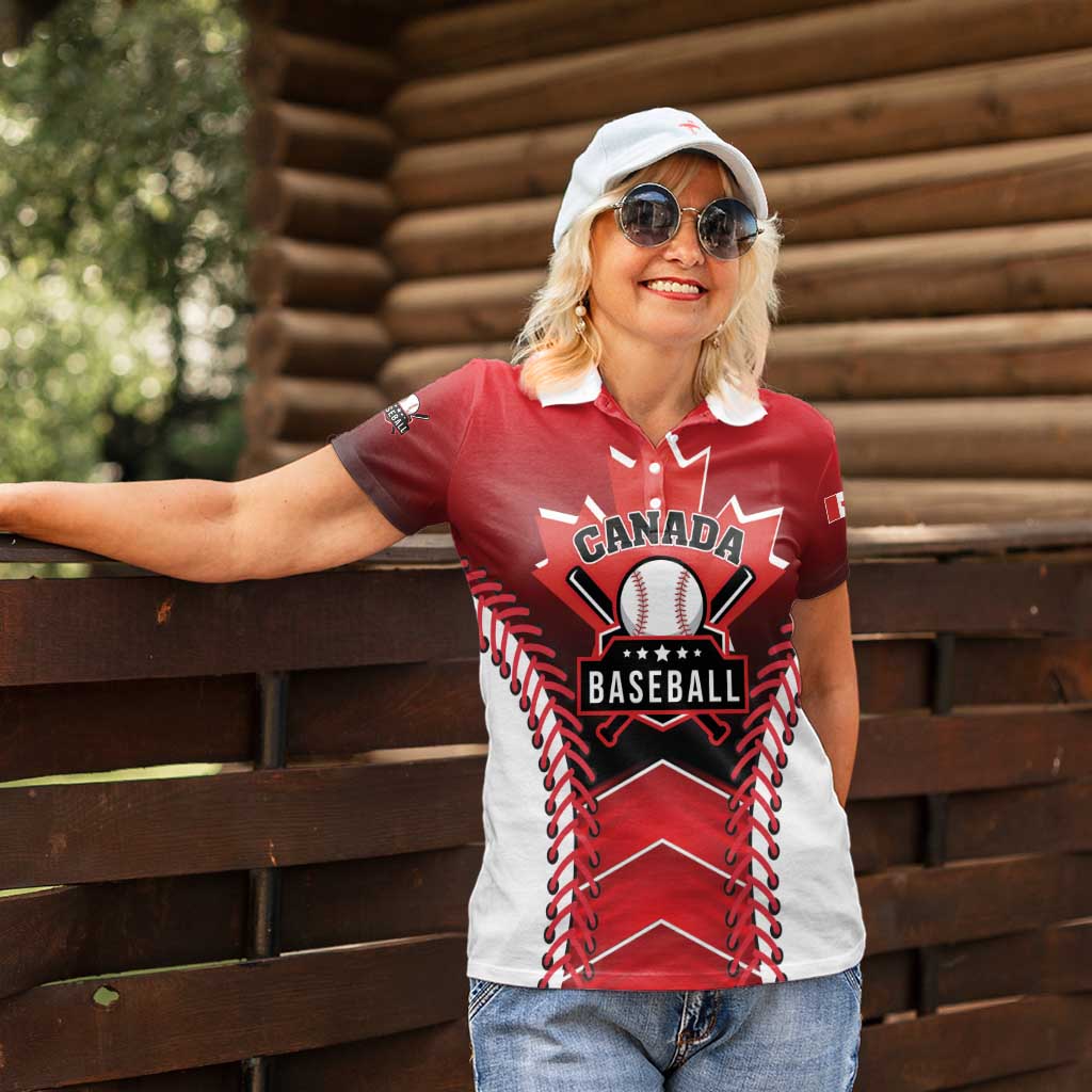 Custom Canada Baseball Women Polo Shirt Go Champion The Maple Leaf
