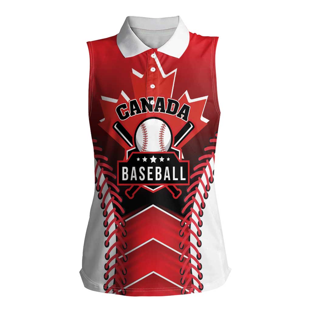Custom Canada Baseball Women Sleeveless Polo Shirt Go Champion The Maple Leaf