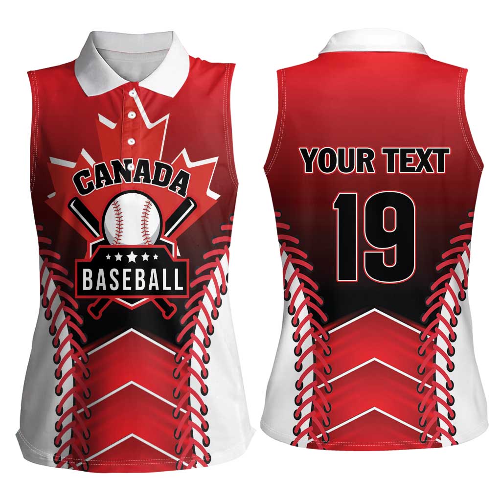 Custom Canada Baseball Women Sleeveless Polo Shirt Go Champion The Maple Leaf