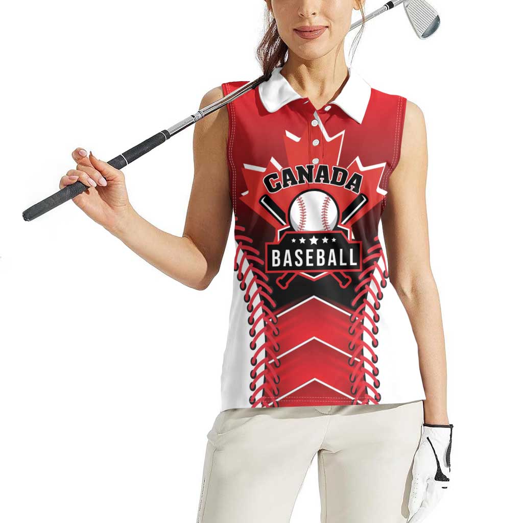 Custom Canada Baseball Women Sleeveless Polo Shirt Go Champion The Maple Leaf