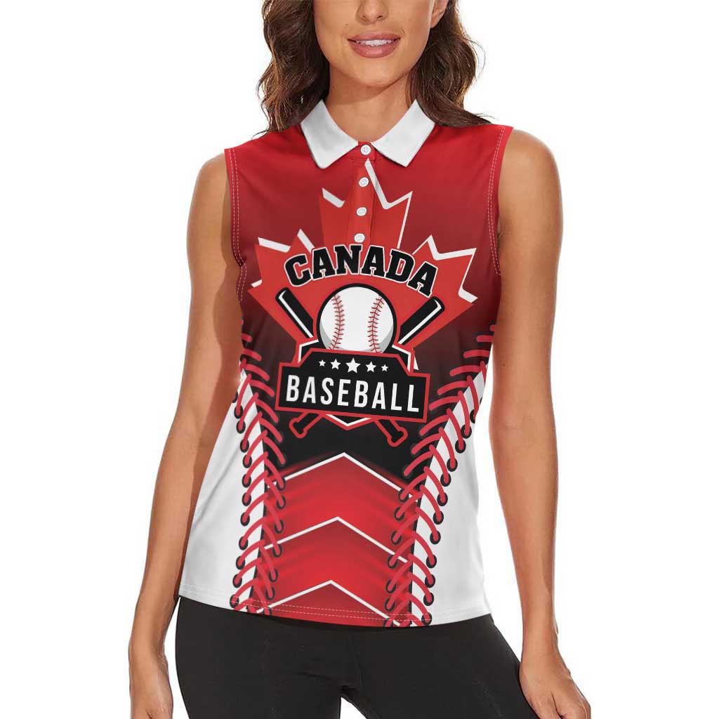Custom Canada Baseball Women Sleeveless Polo Shirt Go Champion The Maple Leaf