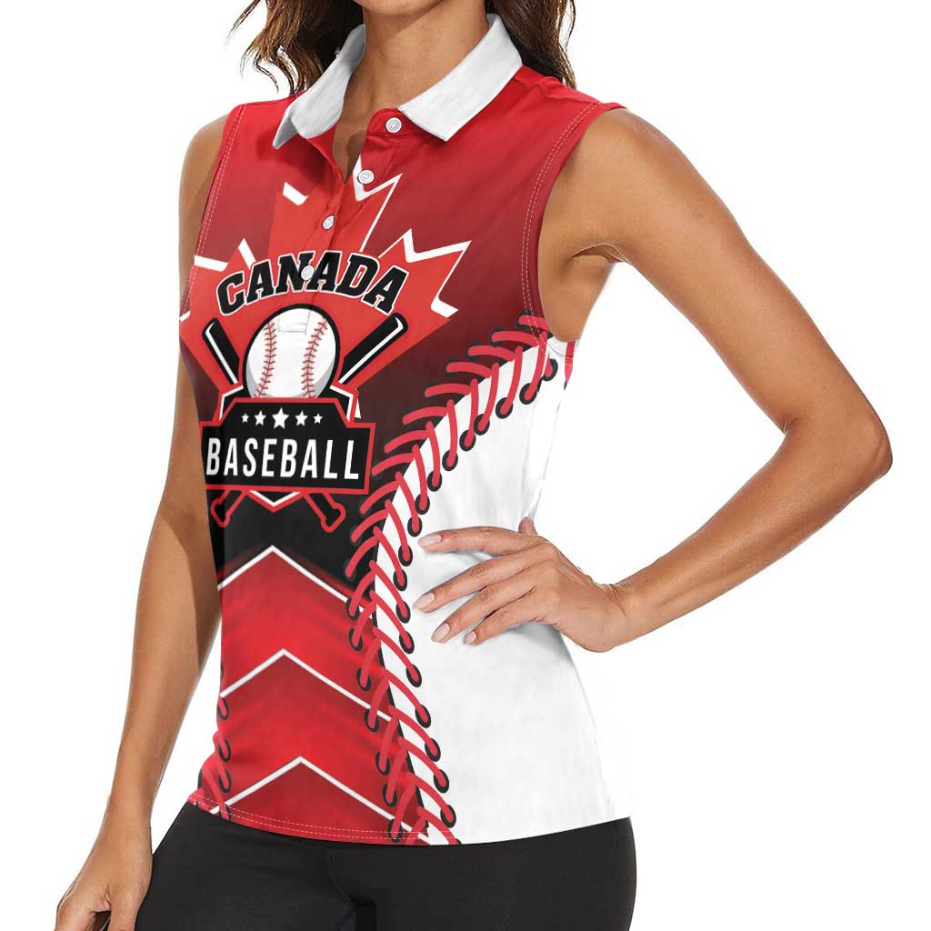Custom Canada Baseball Women Sleeveless Polo Shirt Go Champion The Maple Leaf