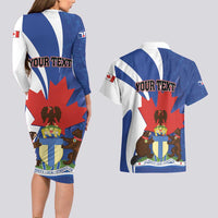 Personalised Canada Toronto Couples Matching Long Sleeve Bodycon Dress and Hawaiian Shirt Maple Leaf Diversity Our Strength
