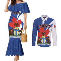 Personalised Canada Toronto Couples Matching Mermaid Dress and Long Sleeve Button Shirt Maple Leaf Diversity Our Strength