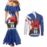 Personalised Canada Toronto Couples Matching Mermaid Dress and Long Sleeve Button Shirt Maple Leaf Diversity Our Strength
