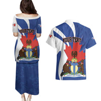 Personalised Canada Toronto Couples Matching Puletasi and Hawaiian Shirt Maple Leaf Diversity Our Strength