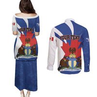 Personalised Canada Toronto Couples Matching Puletasi and Long Sleeve Button Shirt Maple Leaf Diversity Our Strength