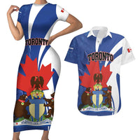 Personalised Canada Toronto Couples Matching Short Sleeve Bodycon Dress and Hawaiian Shirt Maple Leaf Diversity Our Strength