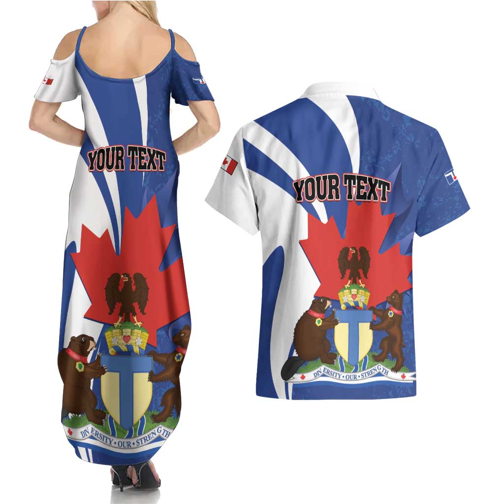 Personalised Canada Toronto Couples Matching Summer Maxi Dress and Hawaiian Shirt Maple Leaf Diversity Our Strength