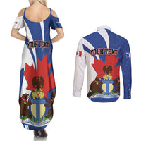 Personalised Canada Toronto Couples Matching Summer Maxi Dress and Long Sleeve Button Shirt Maple Leaf Diversity Our Strength