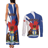 Personalised Canada Toronto Couples Matching Tank Maxi Dress and Long Sleeve Button Shirt Maple Leaf Diversity Our Strength