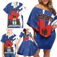 Personalised Canada Toronto Family Matching Off Shoulder Short Dress and Hawaiian Shirt Maple Leaf Diversity Our Strength