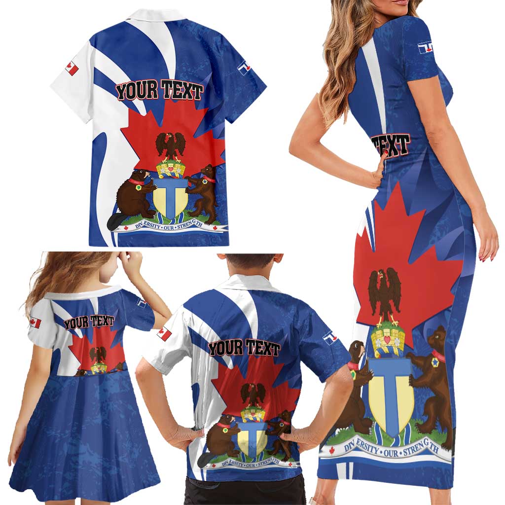 Personalised Canada Toronto Family Matching Short Sleeve Bodycon Dress and Hawaiian Shirt Maple Leaf Diversity Our Strength