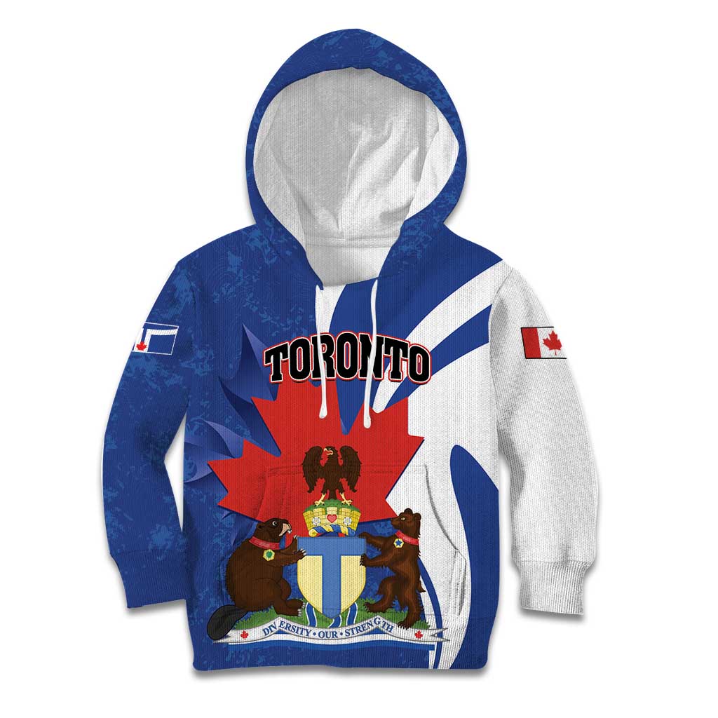 Personalised Canada Toronto Kid Hoodie Maple Leaf Diversity Our Strength