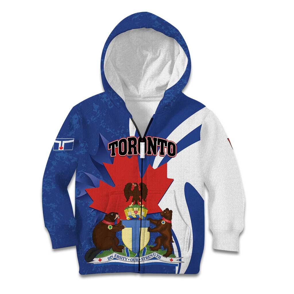 Personalised Canada Toronto Kid Hoodie Maple Leaf Diversity Our Strength