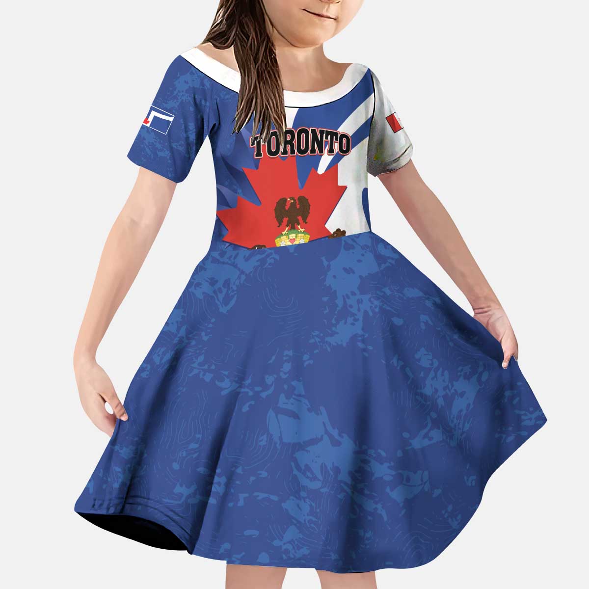 Personalised Canada Toronto Kid Short Sleeve Dress Maple Leaf Diversity Our Strength
