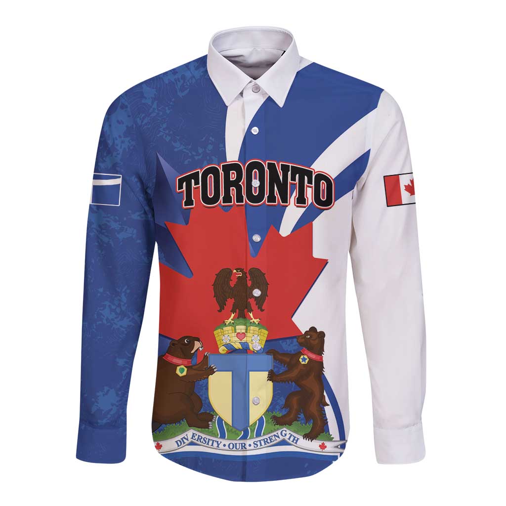 Personalised Canada Toronto Long Sleeve Button Shirt Maple Leaf Diversity Our Strength