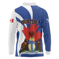 Personalised Canada Toronto Long Sleeve Polo Shirt Maple Leaf Diversity Our Strength