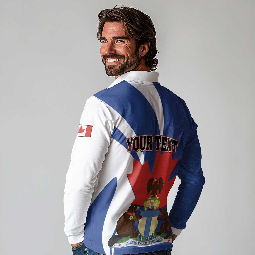 Personalised Canada Toronto Long Sleeve Polo Shirt Maple Leaf Diversity Our Strength