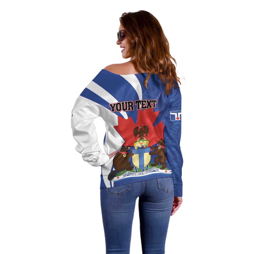 Personalised Canada Toronto Off Shoulder Sweater Maple Leaf Diversity Our Strength
