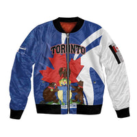 Personalised Canada Toronto Sleeve Zip Bomber Jacket Maple Leaf Diversity Our Strength