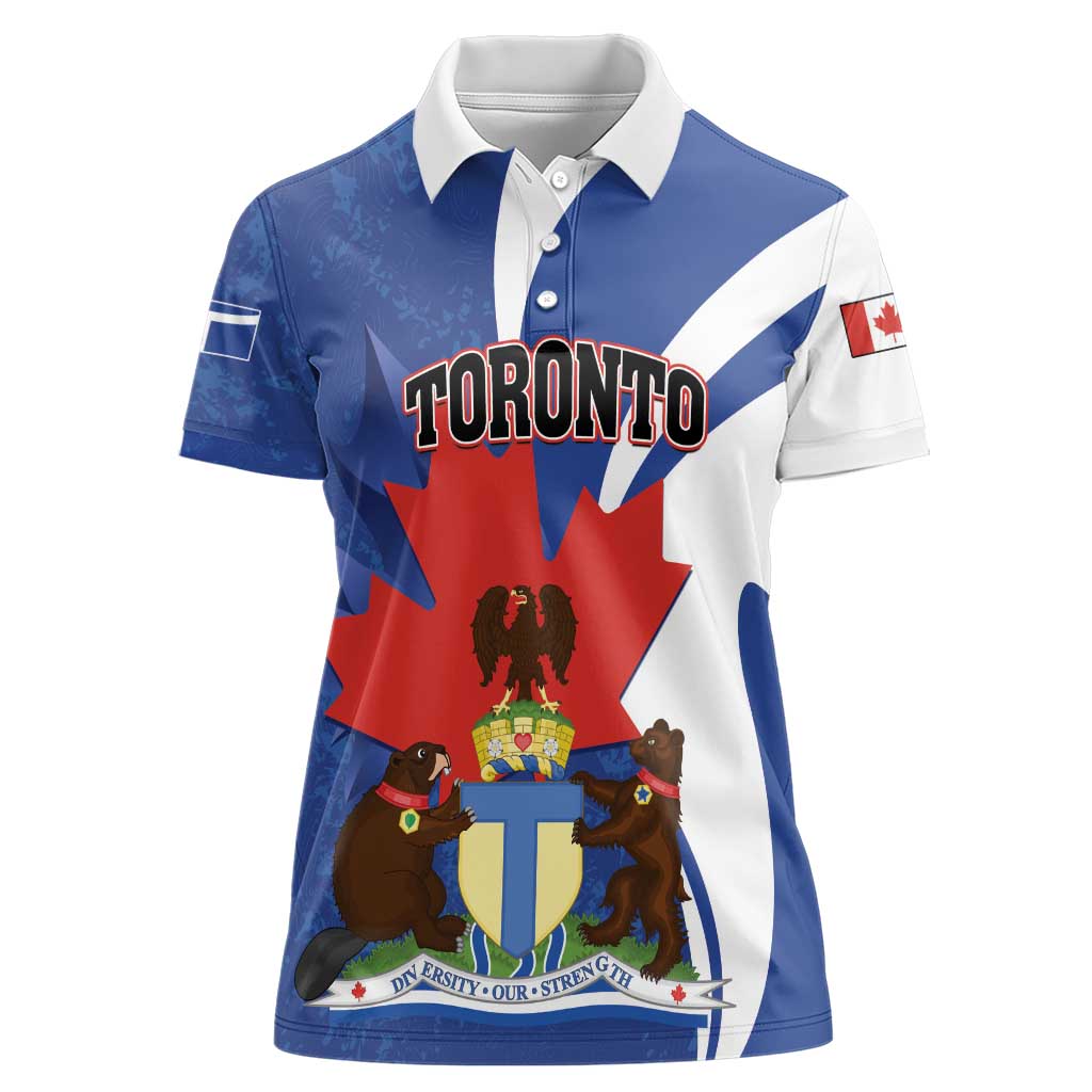 Personalised Canada Toronto Women Polo Shirt Maple Leaf Diversity Our Strength