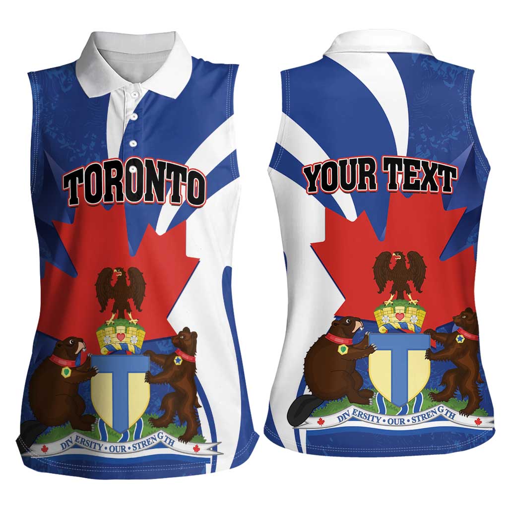 Personalised Canada Toronto Women Sleeveless Polo Shirt Maple Leaf Diversity Our Strength