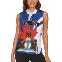 Personalised Canada Toronto Women Sleeveless Polo Shirt Maple Leaf Diversity Our Strength
