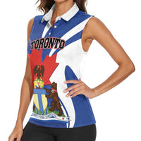 Personalised Canada Toronto Women Sleeveless Polo Shirt Maple Leaf Diversity Our Strength
