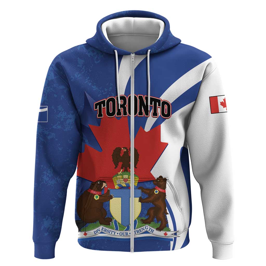 Personalised Canada Toronto Zip Hoodie Maple Leaf Diversity Our Strength
