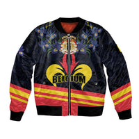 Personalized Belgium Iris Day Bomber Jacket Royaume de Belgique Coat Of Arms - Wonder Print Shop