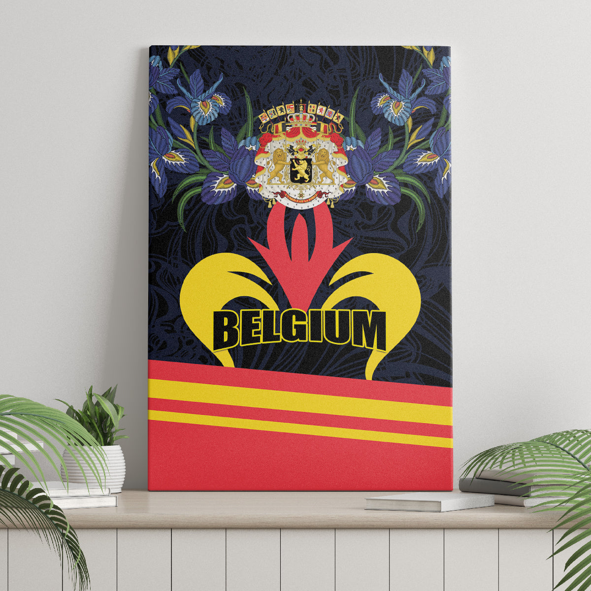 Belgium Iris Day Canvas Wall Art Royaume de Belgique Coat Of Arms - Wonder Print Shop