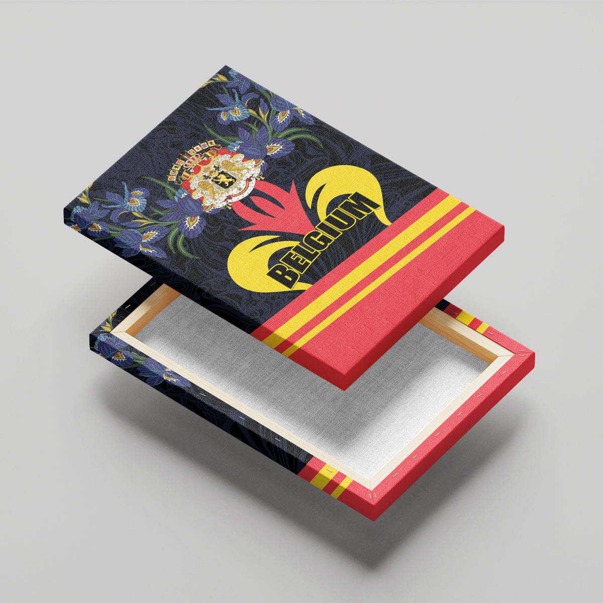 Belgium Iris Day Canvas Wall Art Royaume de Belgique Coat Of Arms - Wonder Print Shop