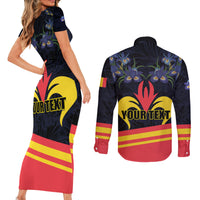Personalized Belgium Iris Day Couples Matching Short Sleeve Bodycon Dress and Long Sleeve Button Shirt Royaume de Belgique Coat Of Arms - Wonder Print Shop
