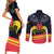 Personalized Belgium Iris Day Couples Matching Short Sleeve Bodycon Dress and Long Sleeve Button Shirt Royaume de Belgique Coat Of Arms - Wonder Print Shop