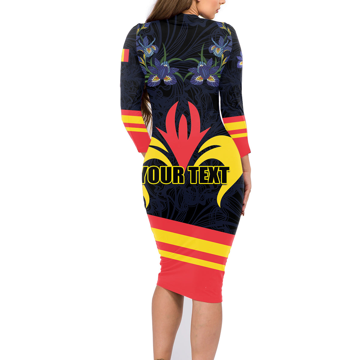 Personalized Belgium Iris Day Family Matching Long Sleeve Bodycon Dress and Hawaiian Shirt Royaume de Belgique Coat Of Arms - Wonder Print Shop