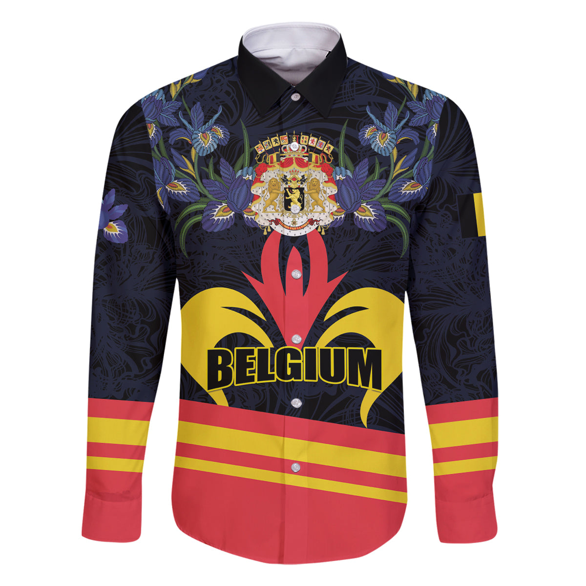 Personalized Belgium Iris Day Family Matching Off Shoulder Maxi Dress and Hawaiian Shirt Royaume de Belgique Coat Of Arms - Wonder Print Shop