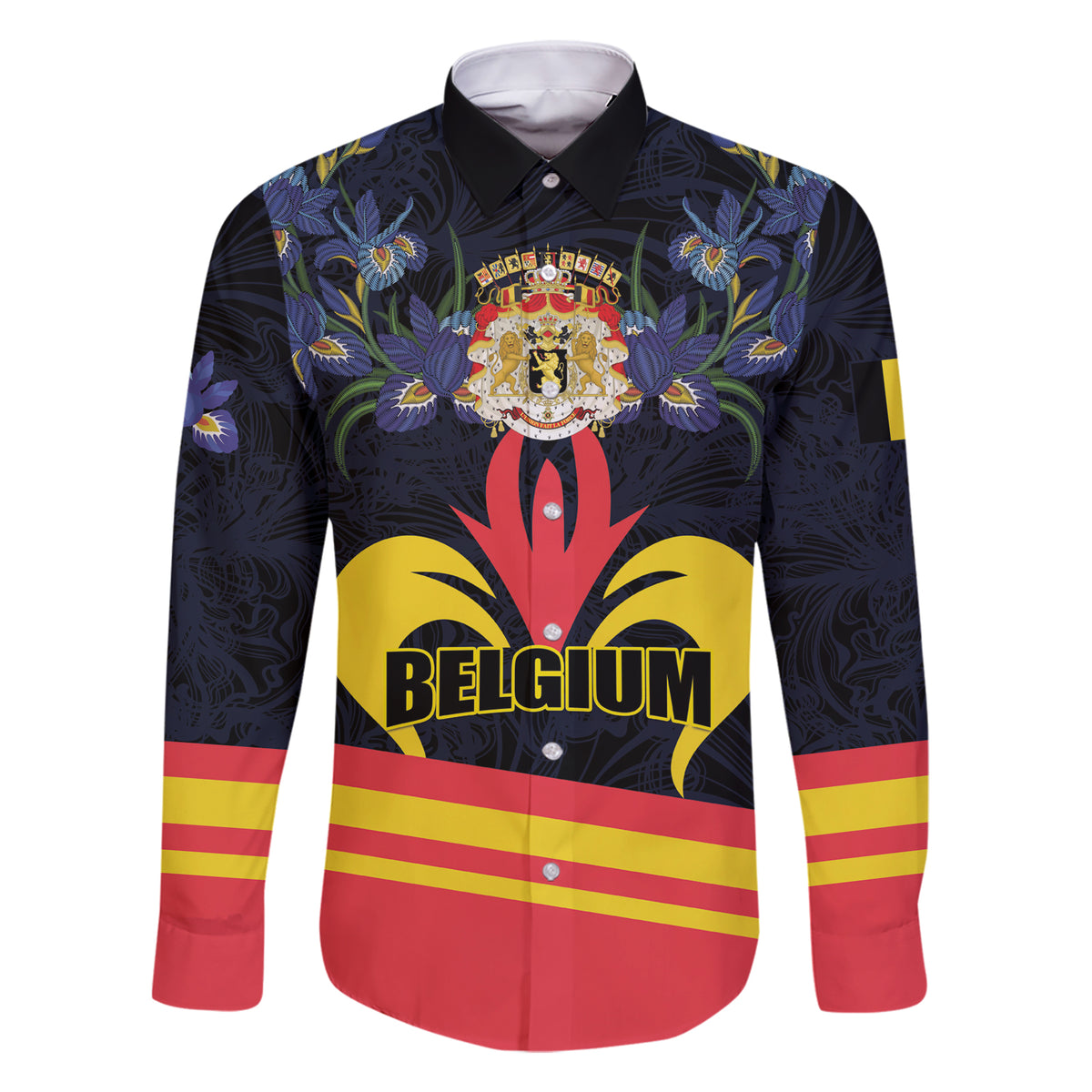 Personalized Belgium Iris Day Family Matching Short Sleeve Bodycon Dress and Hawaiian Shirt Royaume de Belgique Coat Of Arms - Wonder Print Shop