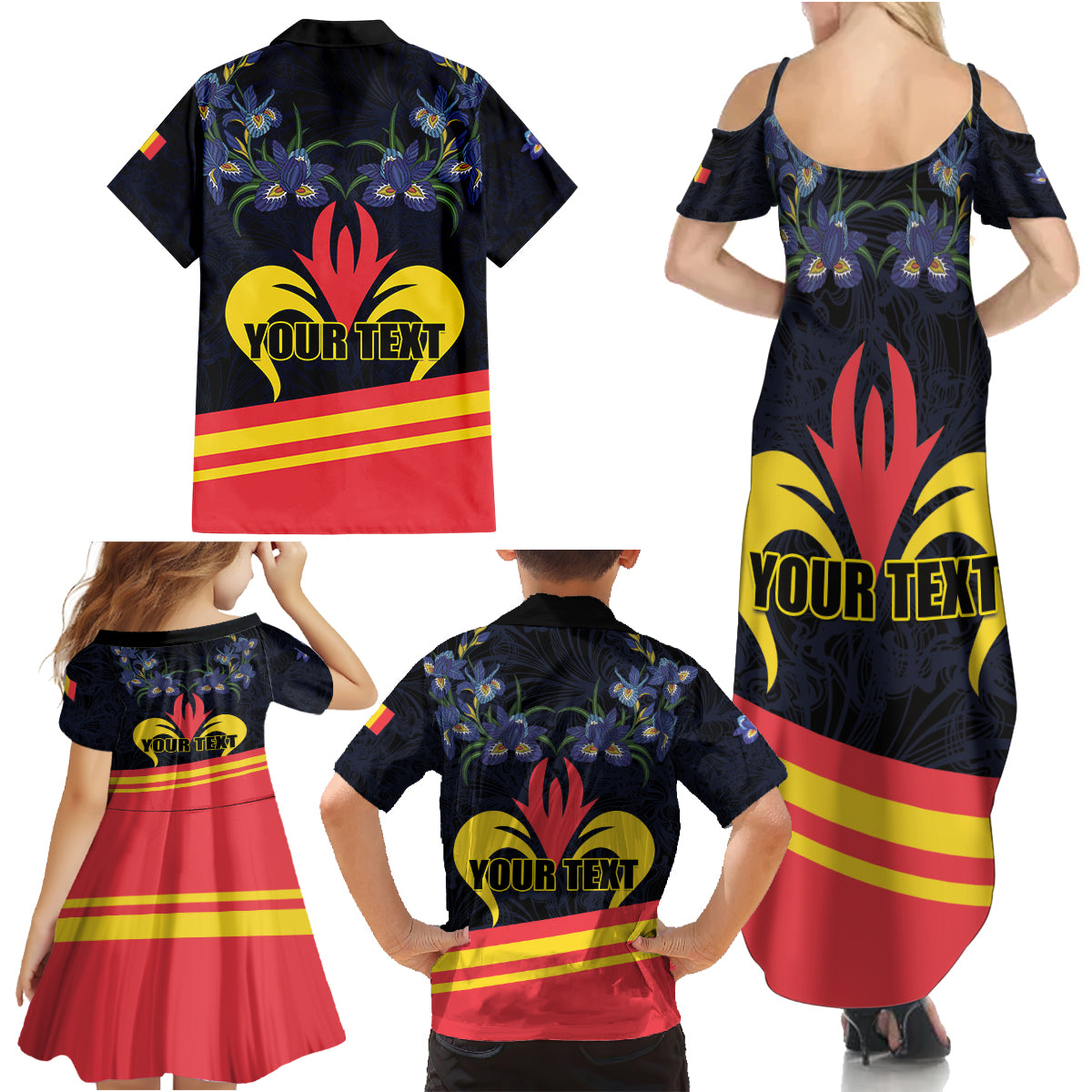 Personalized Belgium Iris Day Family Matching Summer Maxi Dress and Hawaiian Shirt Royaume de Belgique Coat Of Arms - Wonder Print Shop