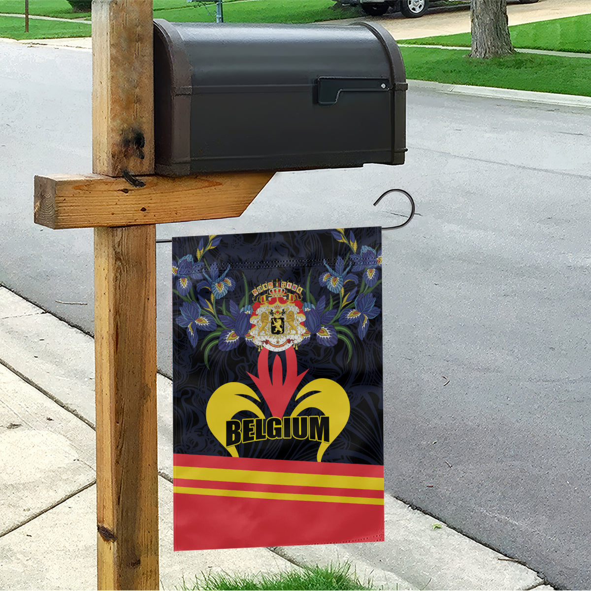 Belgium Iris Day Garden Flag Royaume de Belgique Coat Of Arms - Wonder Print Shop