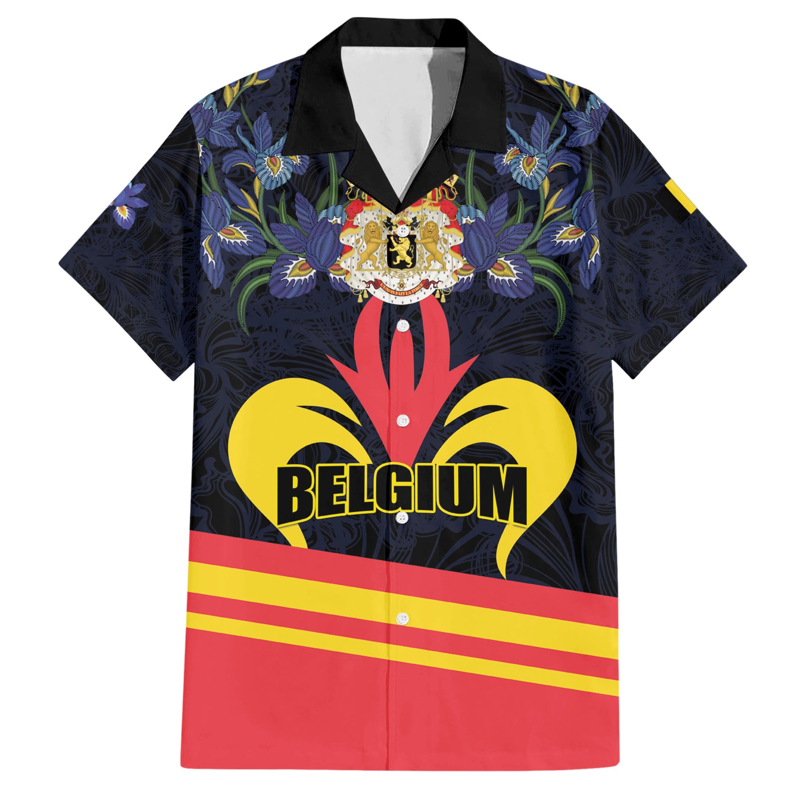 Personalized Belgium Iris Day Hawaiian Shirt Royaume de Belgique Coat Of Arms - Wonder Print Shop