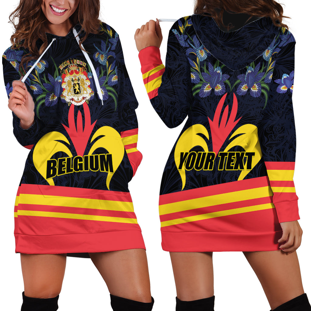 Personalized Belgium Iris Day Hoodie Dress Royaume de Belgique Coat Of Arms - Wonder Print Shop